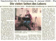 Beitrag zur Lesung der Peitinger Autoren im grünen Salon erschienen in den Schongauer Nachrichten vom 09.01.2020